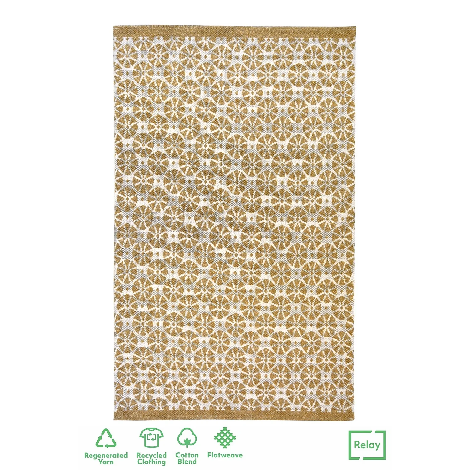 Recycled Cotton Starburst Rug - Ochre - 160x230cm 1 Recycled Cotton Starburst Rug - Ochre - 160x230cm