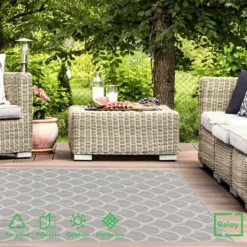 Relay Recycled Indoor/Outdoor Rug - Grey - 160x230cm -Homebase Furniture Store 14015912 5755006090235423