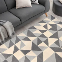 Creation Venus Geometric Rug - Grey - 160x230cm -Homebase Furniture Store 14015970 2115006086018527