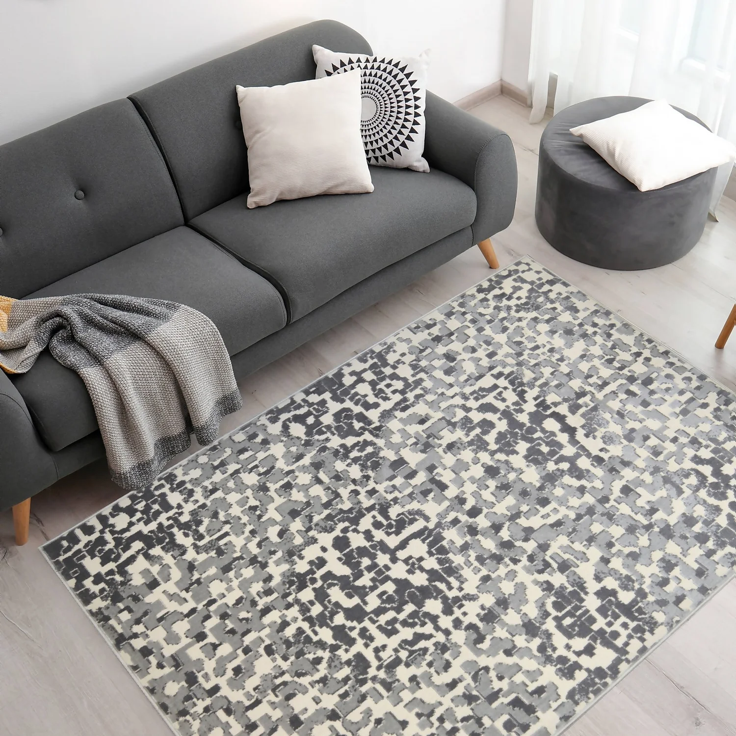 Abstract Pixels Rug - Grey - 120x170cm 2 Abstract Pixels Rug - Grey - 120x170cm - Image 2