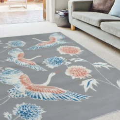 Abstract Birds Rug - Grey - 160x230cm -Homebase Furniture Store 14015997 1135006085653505