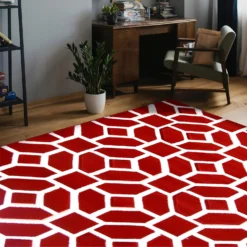 Daytona Gorton Rug - Red - 160x230cm -Homebase Furniture Store 14016020 1325006086874376