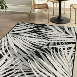 County Leaf Indoor/Outdoor Rug - Black - 160x230cm 10 County Leaf Indoor/Outdoor Rug - Black - 160x230cm -Homebase Furniture Store 14016050 1235006085457065
