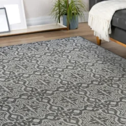 County Victorian Indoor/Outdoor Rug - Grey - 120x170cm -Homebase Furniture Store 14016063 6655006087582031