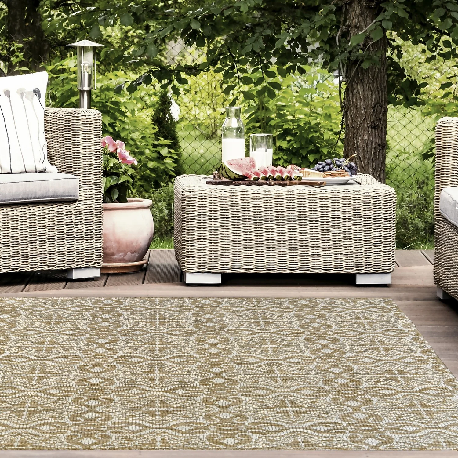 County Victorian Indoor/Outdoor Rug - Natural - 120x170cm 2 County Victorian Indoor/Outdoor Rug - Natural - 120x170cm - Image 2