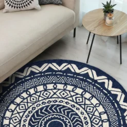 County Circle Indoor/Outdoor Rug - Navy - 133cm 7 County Circle Indoor/Outdoor Rug - Navy - 133cm -Homebase Furniture Store 14016070 1545006086449186