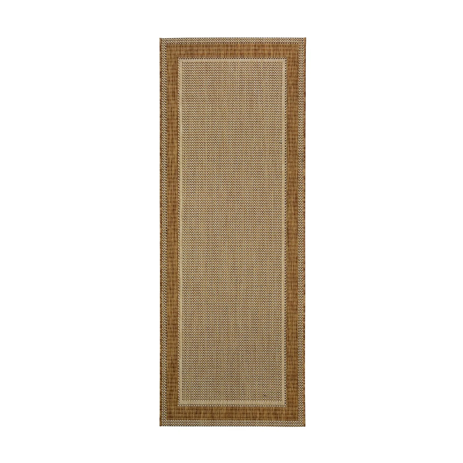 Denver Border Indoor/Outdoor Rug - Latte - 80x200cm 1 Denver Border Indoor/Outdoor Rug - Latte - 80x200cm
