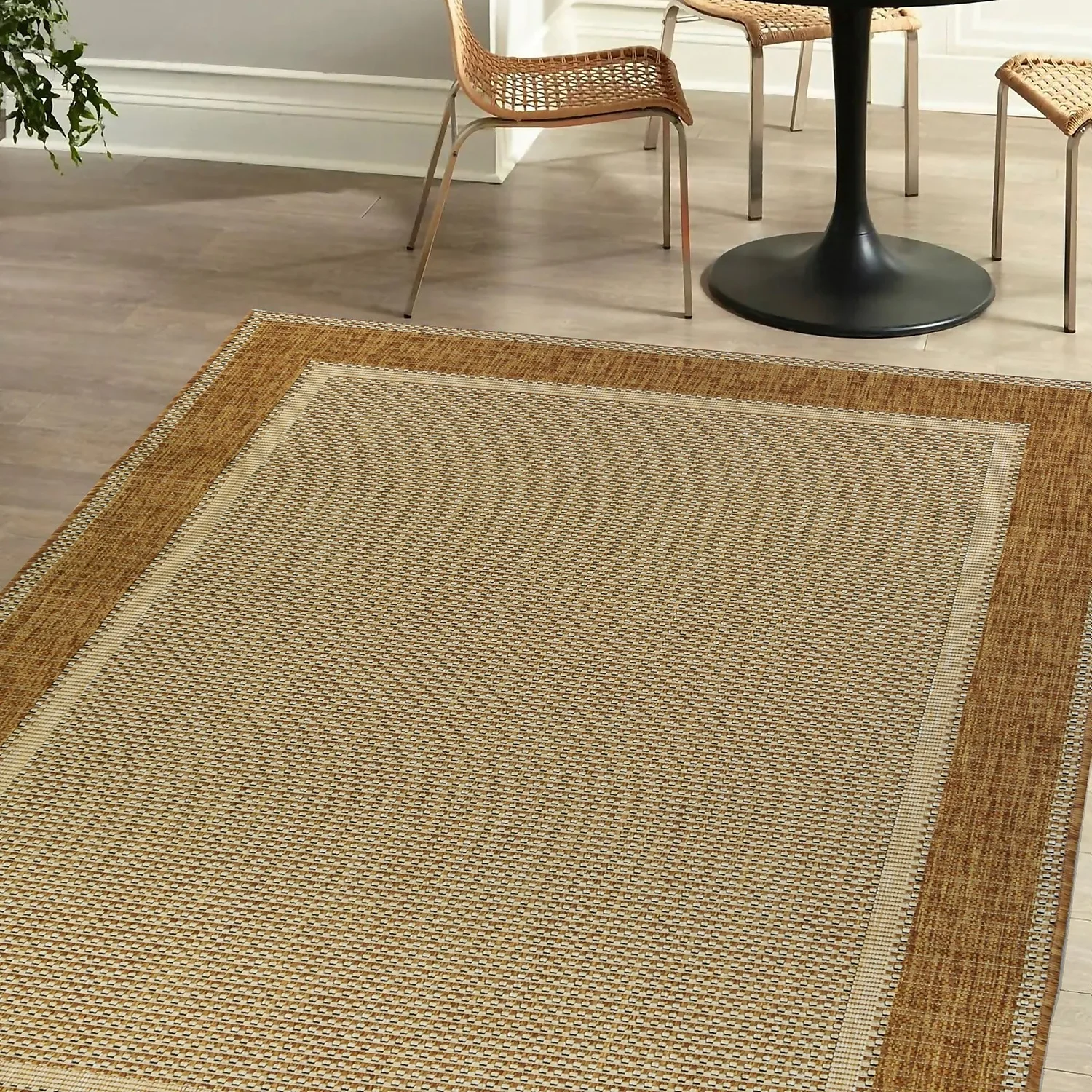 Denver Border Indoor/Outdoor Rug - Latte - 160x230cm 2 Denver Border Indoor/Outdoor Rug - Latte - 160x230cm - Image 2