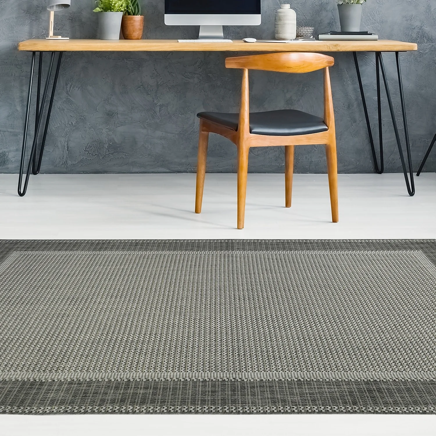 Denver Border Indoor/Outdoor Rug - Grey - 160x230cm 2 Denver Border Indoor/Outdoor Rug - Grey - 160x230cm - Image 2