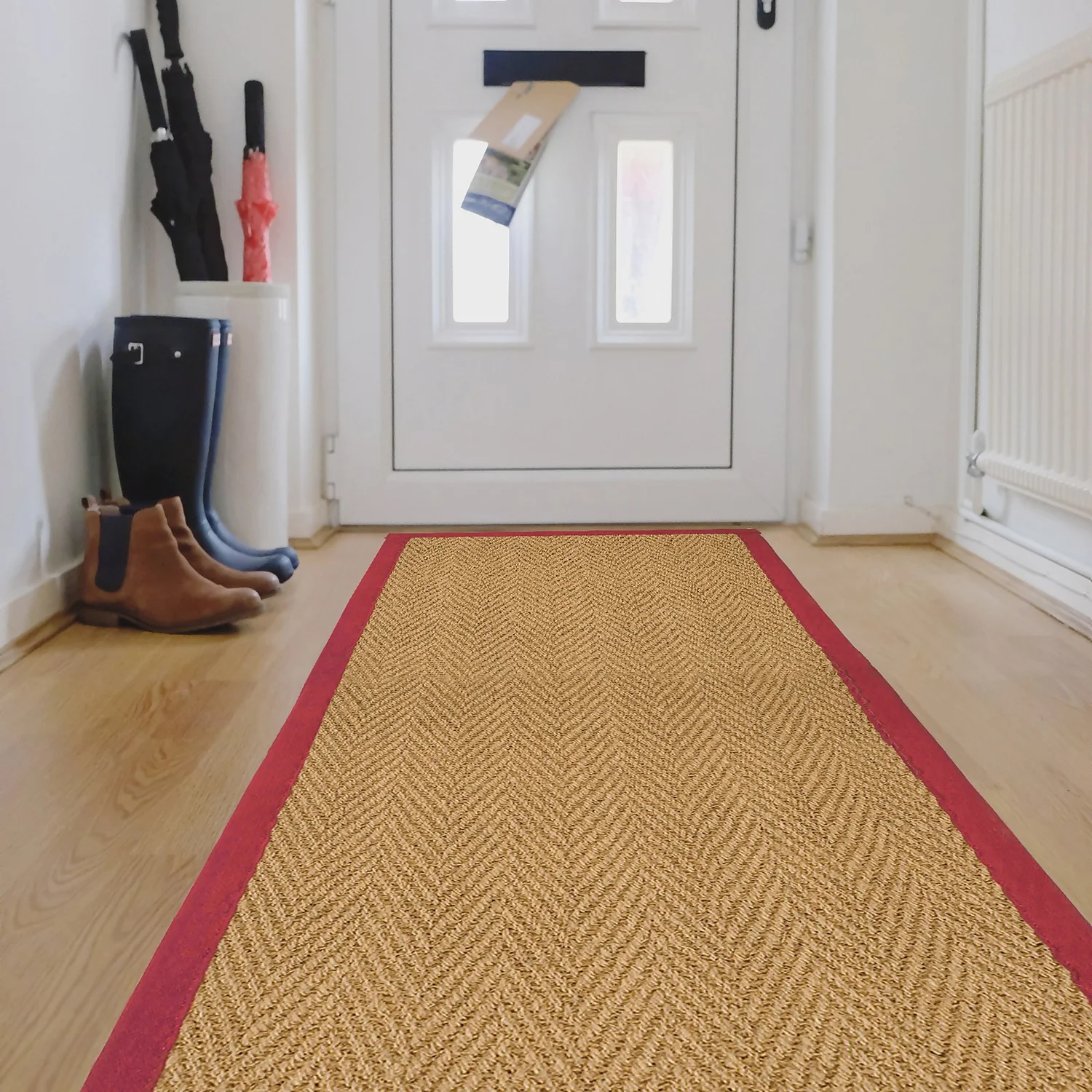Herringbone Runner With Border - Red - 60x180cm 2 Herringbone Runner With Border - Red - 60x180cm - Image 2
