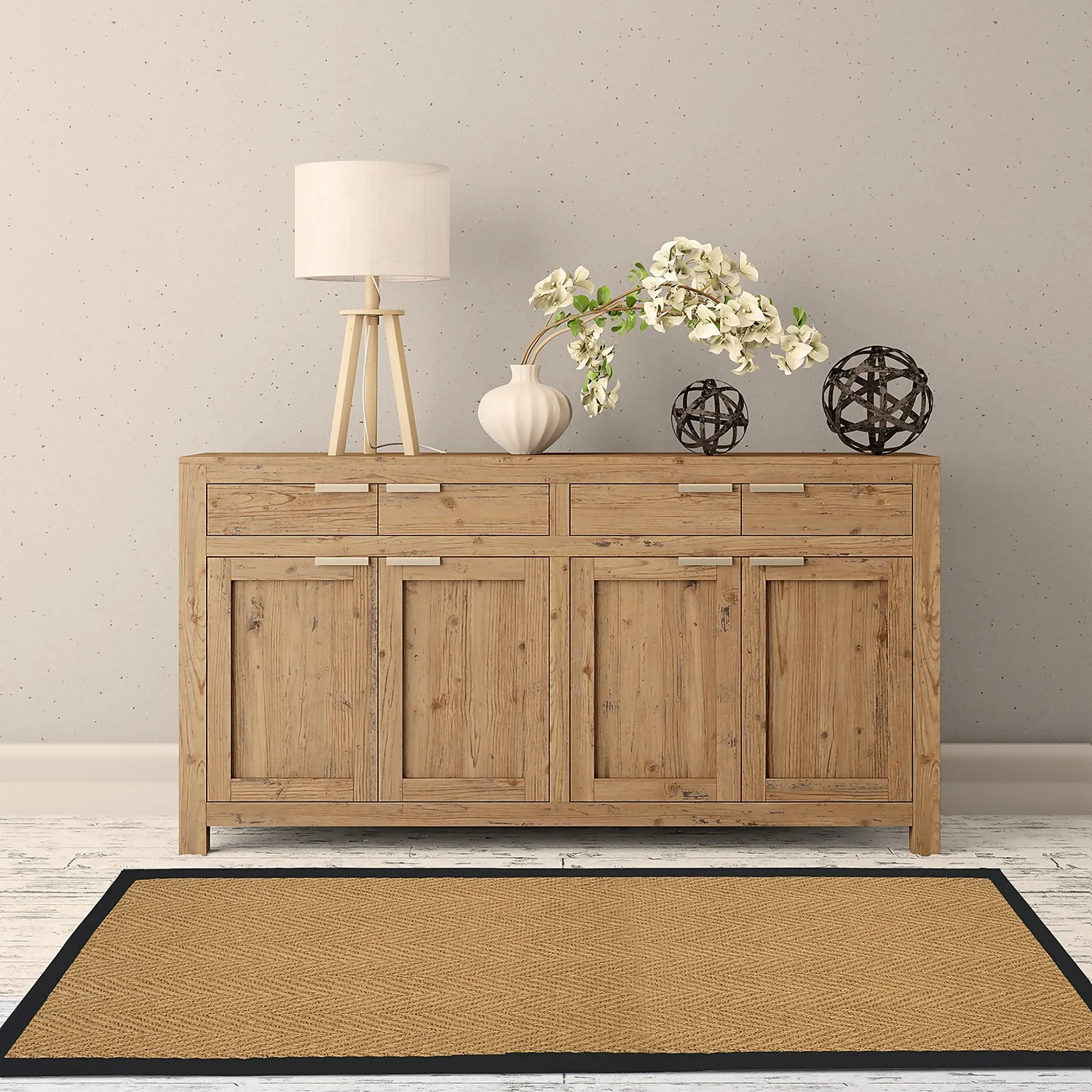 Herringbone Runner With Border - Black - 60x180cm 2 Herringbone Runner With Border - Black - 60x180cm - Image 2