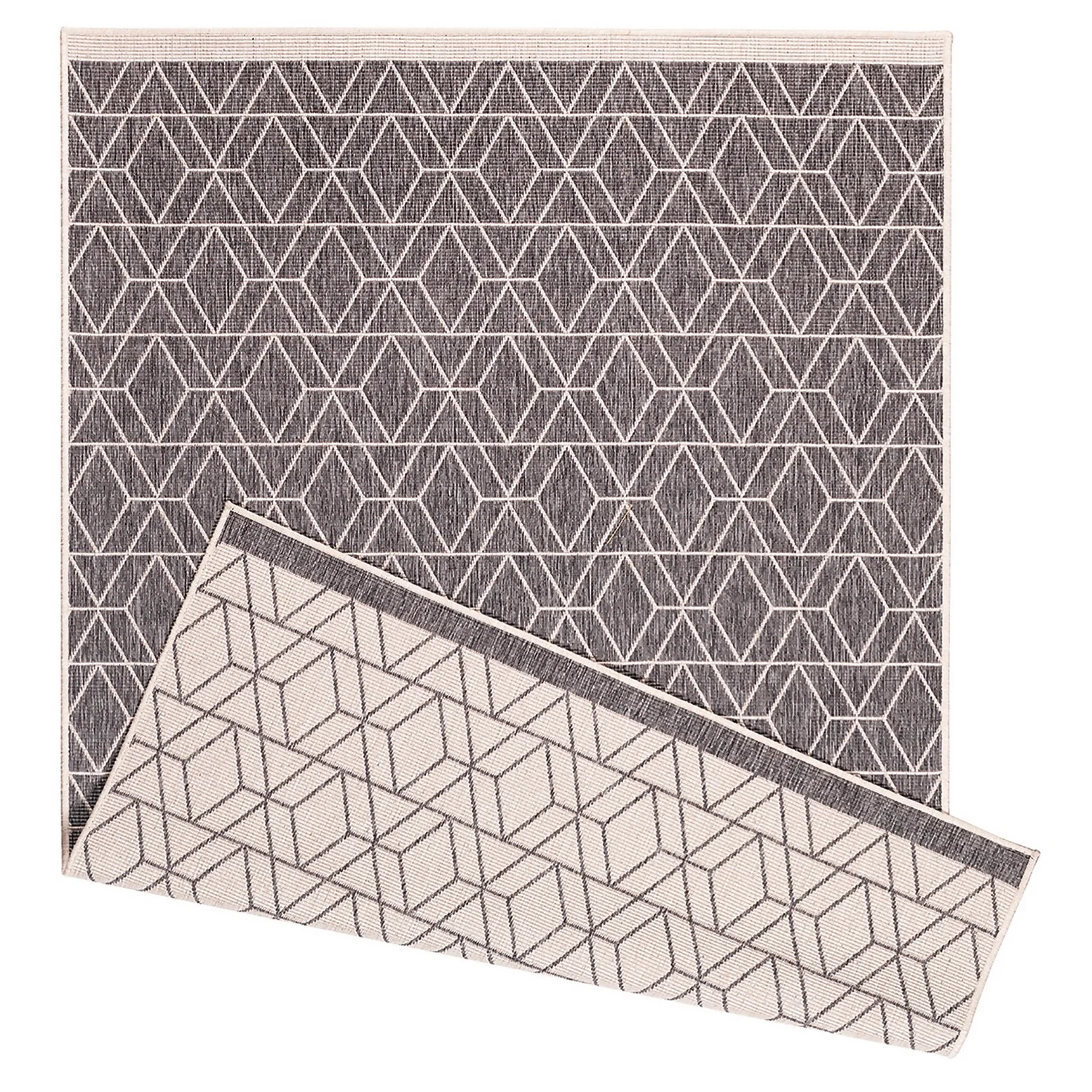 Duo Weave Indoor/Outdoor Rug - Diamonds Grey - 160x230cm 1 Duo Weave Indoor/Outdoor Rug - Diamonds Grey - 160x230cm