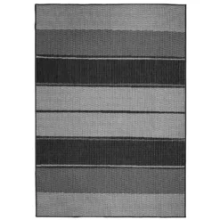 Duo Weave Indoor/Outdoor Rug - Stripe Charcoal - 160x230cm -Homebase Furniture Store 14016663 2105003718719505