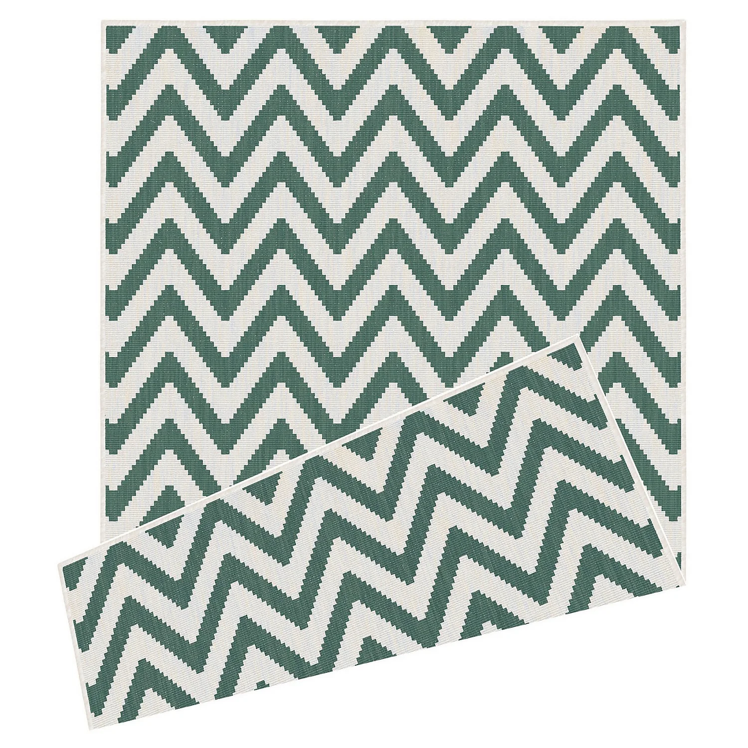 Duo Weave Indoor/Outdoor Rug - Chevrons Green - 160x230cm 1 Duo Weave Indoor/Outdoor Rug - Chevrons Green - 160x230cm