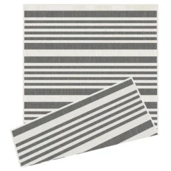 Duo Weave Indoor/Outdoor Rug - Stripes Grey - 160x230cm