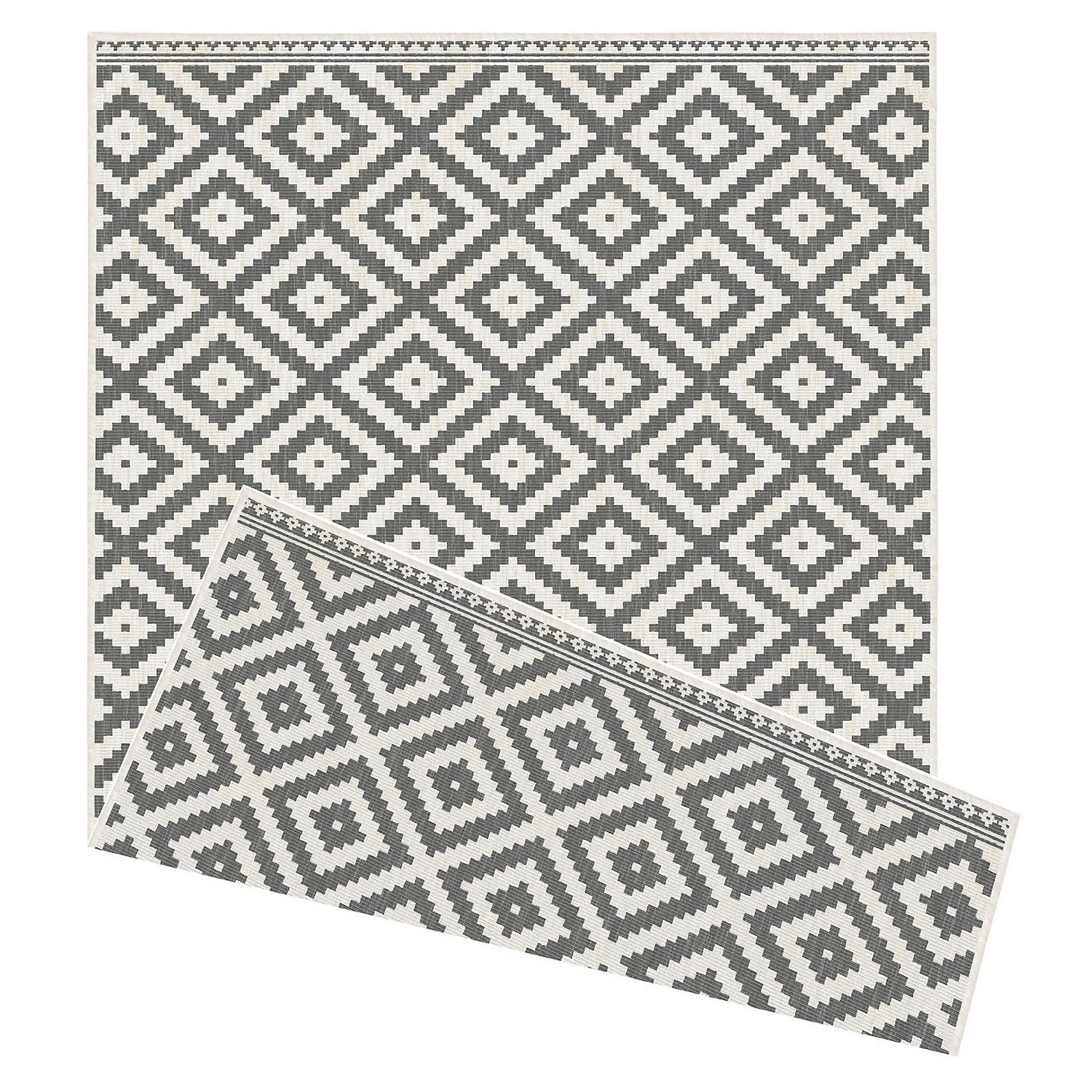 Duo Weave Indoor/Outdoor Rug - Geo Grey - 160x230cm 1 Duo Weave Indoor/Outdoor Rug - Geo Grey - 160x230cm