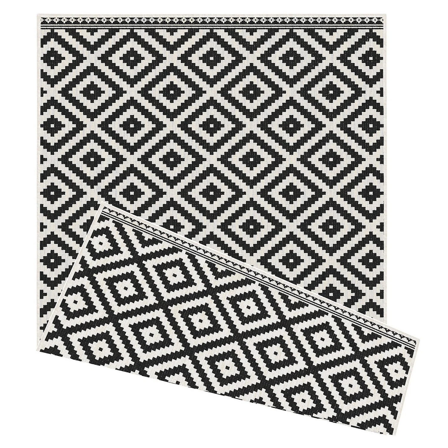Duo Weave Indoor/Outdoor Rug - Geo Black - 160x230cm 1 Duo Weave Indoor/Outdoor Rug - Geo Black - 160x230cm