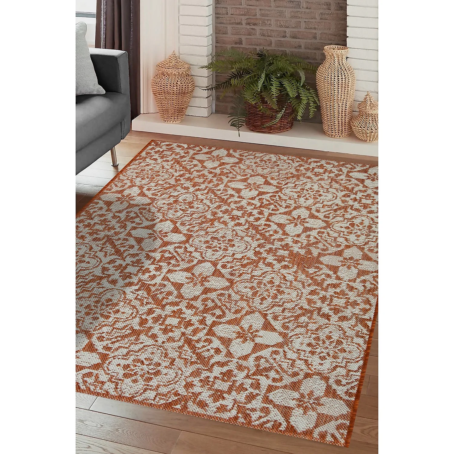 Indoor Outdoor Tile Rug - Terracotta - 133x190cm 3 Indoor Outdoor Tile Rug - Terracotta - 133x190cm - Image 3