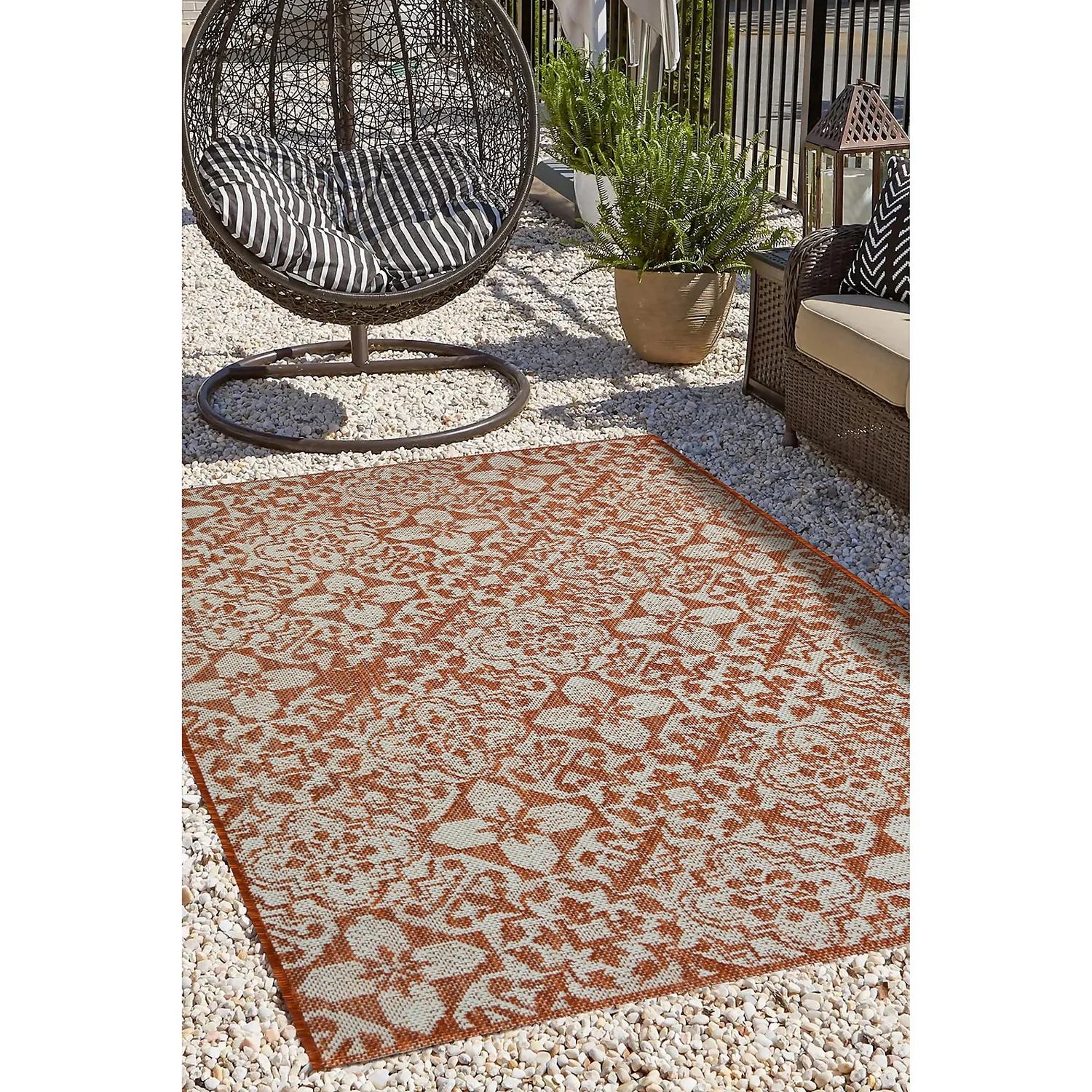 Indoor Outdoor Tile Rug - Terracotta - 133x190cm 2 Indoor Outdoor Tile Rug - Terracotta - 133x190cm - Image 2