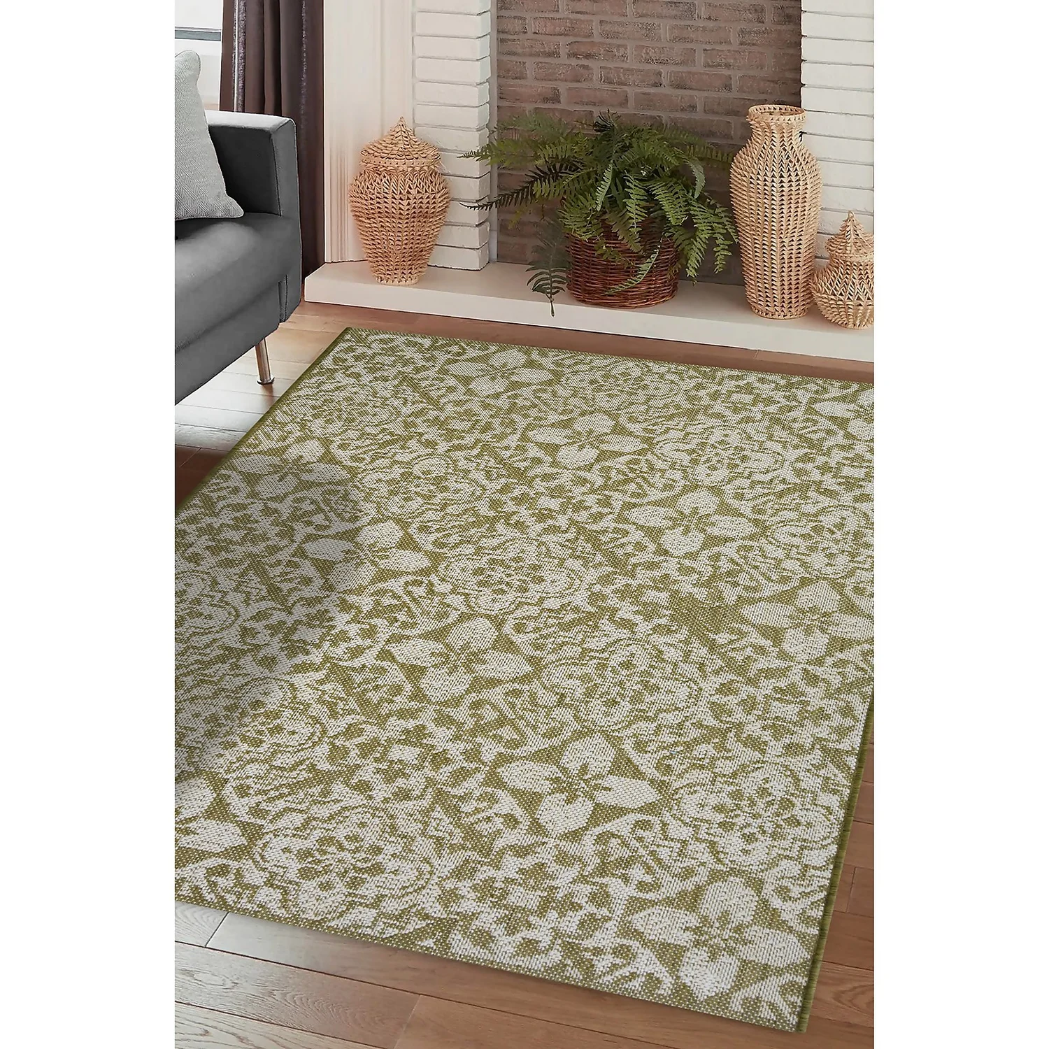 Indoor Outdoor Tile Rug - Green - 133x190cm 2 Indoor Outdoor Tile Rug - Green - 133x190cm - Image 2