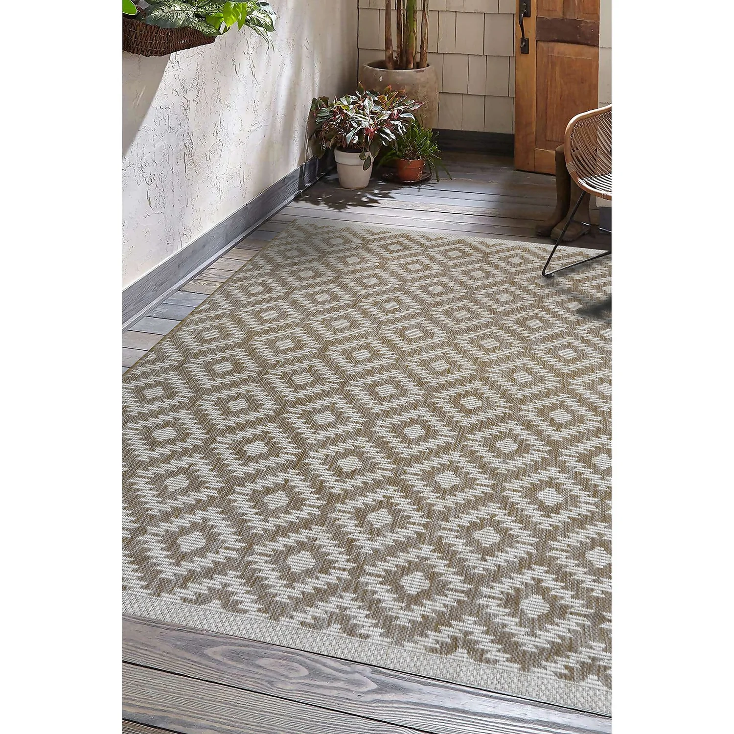 Indoor Outdoor Geo Rug - Natural - 120x170cm 2 Indoor Outdoor Geo Rug - Natural - 120x170cm - Image 2