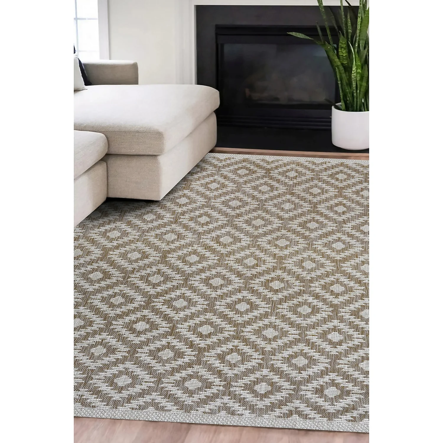 Indoor Outdoor Geo Rug - Natural - 120x170cm 3 Indoor Outdoor Geo Rug - Natural - 120x170cm - Image 3