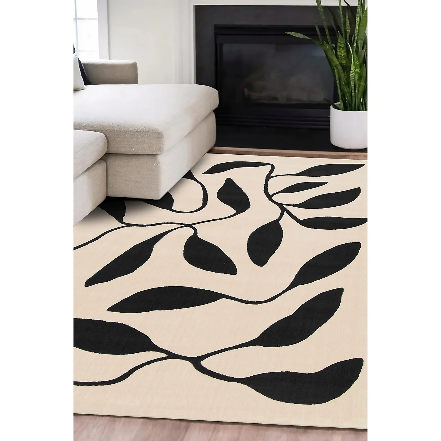 Leaf Rug - Monochrome - 120x170cm 2 Leaf Rug - Monochrome - 120x170cm - Image 2