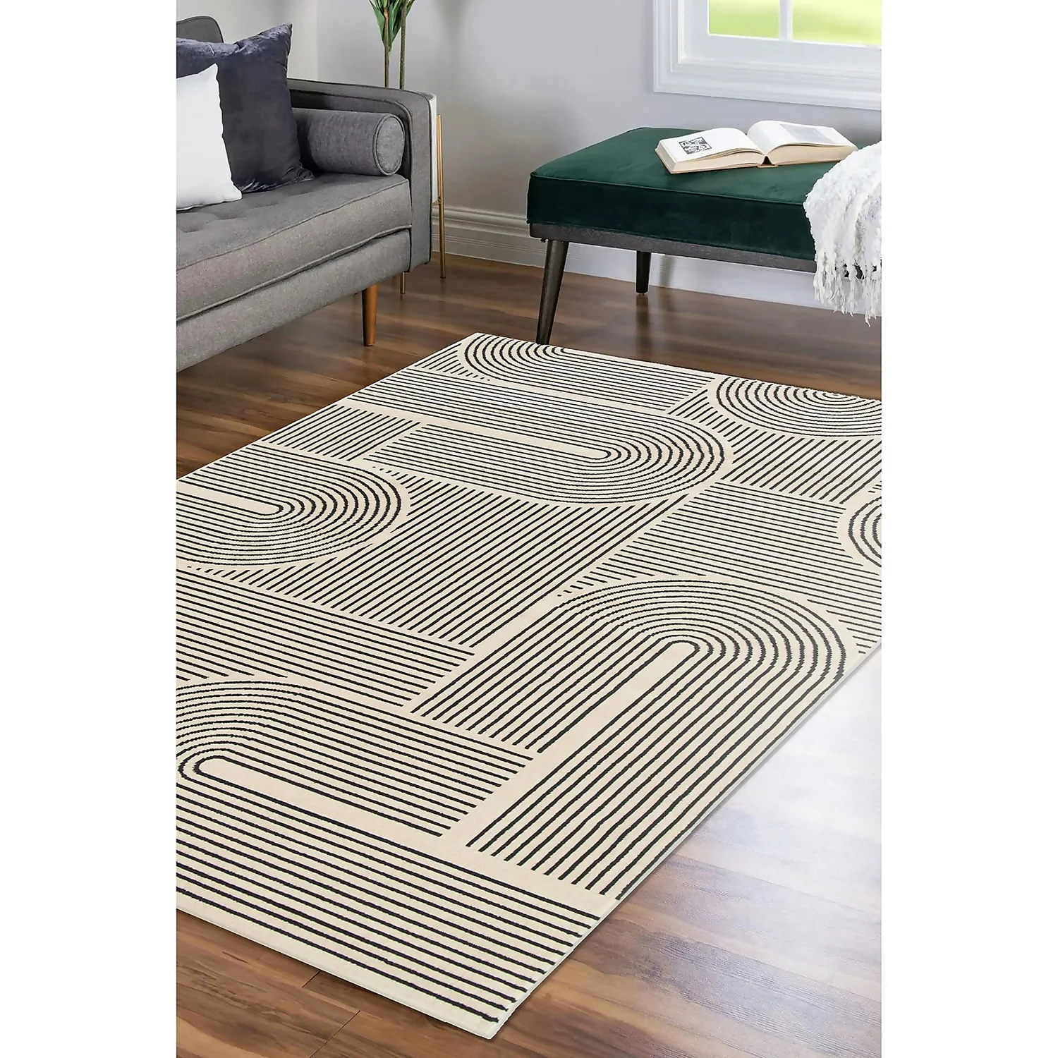 Arcs Rug - Monochrome - 120x170cm 2 Arcs Rug - Monochrome - 120x170cm - Image 2