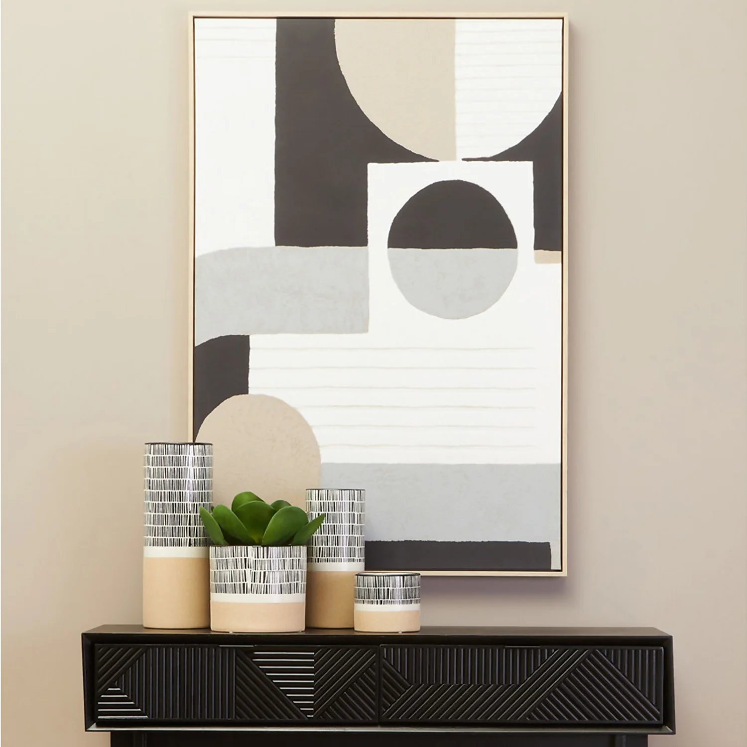 Astratto Abstract Geometric Wall Art - Monochrome - 83x123cm 2 Astratto Abstract Geometric Wall Art - Monochrome - 83x123cm - Image 2